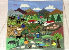 Usado, Peru feito à mão 3D algodão pendurado na parede 19” X 17” cena peruana arte Cosecha comprar usado  Enviando para Brazil
