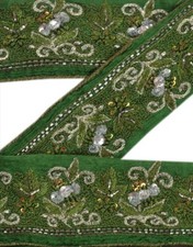Sânscrito Vintage 1 Jarda Sari Borda/Aparado Verde Artesanato Frisado Costura Renda, usado comprar usado  Enviando para Brazil