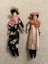 Pequeña muñeca eduardiana de trapo pequeña de 5-5,5” par de damas primitivas hechas a mano segunda mano  Embacar hacia Mexico