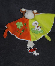 🍀Doudou Plat RODA RODADOU Vache Orange Vert Blanc Rond Attache Tétine TTBE comprar usado  Enviando para Brazil