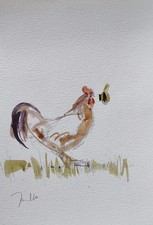 Pintura em aquarela colecionável ORIGINAL abelha galo JOSE TRUJILLO, usado comprar usado  Enviando para Brazil