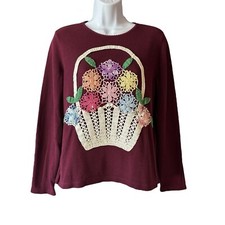 Vintage Anos 90 Edições Básicas Top S Malha Térmica Crochê Cesta de Flores Cottagecore, usado comprar usado  Enviando para Brazil