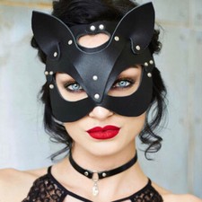 Máscara feminina sexy gato meia cara raposa cosplay máscara de couro festa fantasia , usado comprar usado  Enviando para Brazil
