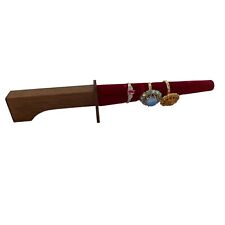 Suporte de anel vintage folheado de madeira e veludo estilo mandril display com 3 anéis de festa, usado comprar usado  Enviando para Brazil