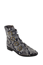 Botas femininas J Crew com zíper lateral fivela quádrupla estampa de cobra couro cinza tamanho 6.5, usado comprar usado  Enviando para Brazil