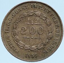 1856 BRASIL Rei Dom Pedro II Antiga Moeda Brasileira Antiga Prata 200 Reis i98187 comprar usado  Enviando para Brazil