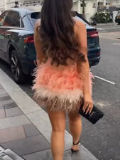 Minifalda de plumas de avestruz verdadera cintura elástica Club Ins falda corta cómoda segunda mano  Embacar hacia Mexico