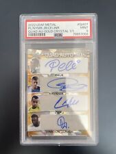 Pele Neymar Cafu Vini Jr. 2022 Leaf Metal Cracked Ice Gold Quad Auto 1/1 PSA 9 comprar usado  Enviando para Brazil