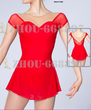 competencia figura de hielo vestido de patinaje niña spandex rojo intacto segunda mano  Embacar hacia Mexico
