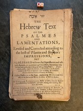 The Hebrew Text Psalmes And Lamentations William Robertson 1656 Rare Jewish Book comprar usado  Enviando para Brazil