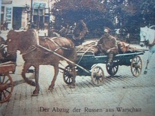 160) Pocztówka 1917 WARSZAWA Warszawa POLSKA - odciąg ROSJI, wozy konne na sprzedaż  Wysyłka do Poland