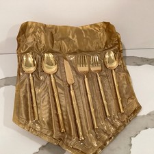 CONJUNTO DE TALHERES VINTAGE STANLEY ROBERTS OURO BAMBU 76 MAIS PEÇAS NOVO! comprar usado  Enviando para Brazil