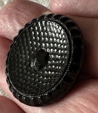 Botão côncavo de vidro preto grande vintage 1800 - E103, usado comprar usado  Enviando para Brazil