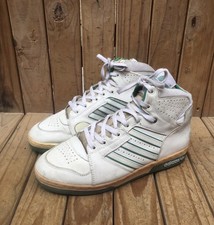 Tênis de basquete Adidas Hi Top couro branco vintage década de 1990 tamanho UK 9.5 EUA 9.5 M, usado comprar usado  Enviando para Brazil