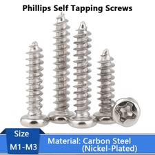 Parafusos auto-roscantes M1-M3 niquelados Phillips cabeça redonda/panela aço carbono comprar usado  Enviando para Brazil