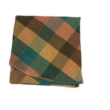 Toalha de mesa de tecido vintage feita à mão redonda 58 xadrez laranja verde ouro xadrez luxo comprar usado  Enviando para Brazil