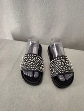 Sandálias femininas Steve Madden 9M pretas cravejadas slide cravado sapatos de punk rock, usado comprar usado  Enviando para Brazil