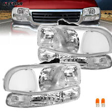 Faróis cromados com lâmpadas de para-choque para GMC Yukon Sierra 1500 2500HD 2000-2006 comprar usado  Enviando para Brazil