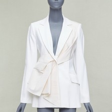 Blazer CAROLINA HERRERA bege creme drapeado em bolso US2 P comprar usado  Enviando para Brazil