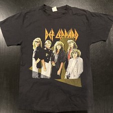 Camisa Vintage 1987-88 Def Leppard Hysteria Tour Ponto Único Preta Tamanho Grande comprar usado  Enviando para Brazil