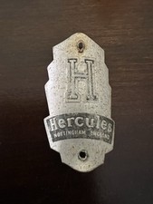 Etiqueta de metal vintage HERCULES BIRMINGHAM INGLATERRA emblema de cabeça de bicicleta   comprar usado  Enviando para Brazil