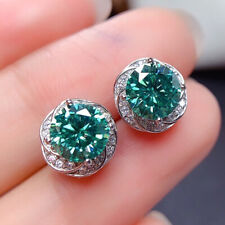 NOVO Brincos Femininos de Pedra Preciosa de Corte Redondo Azul Verde Moissanita Cor Charmosa comprar usado  Enviando para Brazil
