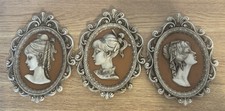 Conjunto Vintage de 3 Penduras de Parede Estilo Vitoriano Cameo/Senhoras Silhueta Plástico comprar usado  Enviando para Brazil
