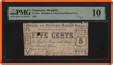 KC- RARO - 1862 5¢ Memphis, TN Memphis & Charleston Railroad Company - Muito bom estado 10 PMG comprar usado  Enviando para Brazil