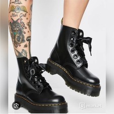 Botas Molly Dr. Martens pretas com cadarços de fita tamanho 9 comprar usado  Enviando para Brazil