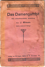 Livro de xadrez antigo raro original da Alemanha - GAMBITO FEMININO/J.MIESES 1922 comprar usado  Enviando para Brazil