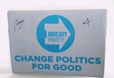 Usado, Nigel Farage, Richard Tice - ASSINADO - Banner de festa Brexit - Autógrafos genuínos comprar usado  Enviando para Brazil