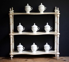 Antique French Wooden Shelves 3 Tier Shelf Unit Vintage Chippy White Painted comprar usado  Enviando para Brazil