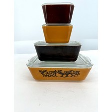Conjunto de geladeira vintage Pyrex com tampas decoração de uva marrom caramelo, usado comprar usado  Enviando para Brazil