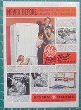 1938 General Electric anúncio impresso geladeira Triple-Thrift nunca antes comprar usado  Enviando para Brazil