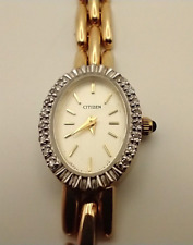 Relógio feminino CITIZEN ouro 14K e pulseira de ouro 14K, moldura de diamante, 15,97 gramas comprar usado  Enviando para Brazil