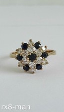 1988 SUPERB ANEL CLUSTER MARGARIDA OURO MACIÇO 9 QUILATES SAFIRA E PEDRA BRANCA REINO UNIDO M 1/2 comprar usado  Enviando para Brazil
