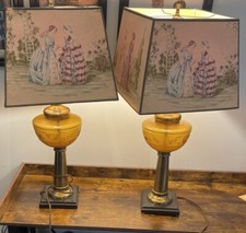 pair lamps amber table for sale pair lamps amber table for sale Burke