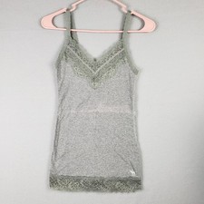 Regata Y2K Abercrombie & Fitch tamanho S acabamento em renda cami cinza camadas elásticas  comprar usado  Enviando para Brazil