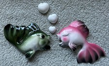 Placas de parede de cerâmica Norcrest beijando bolhas de peixe 5 peças vintage Japão P-303 comprar usado Placas de parede de cerâmica Norcrest beijando bolhas de peixe 5 peças vintage Japão P-303 comprar usado  Enviando para Brazil