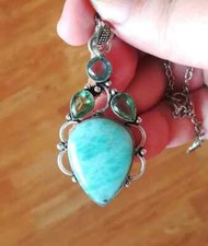 Collana pendente amazzonite usato  Roma