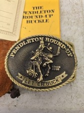 Fivela de cinto vintage Pendleton Round Up LET'ER Buck Oregon Rodeo 1978 #PR-1716 comprar usado  Enviando para Brazil