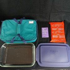 Prato e tampa de vidro PYREX e estojo de transporte bolsa isolada Way To Go portátil 13x9x2, usado comprar usado  Enviando para Brazil