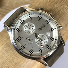 Relógio masculino Hugo Boss quartzo cronógrafo mostrador cinza couro marrom 44mm comprar usado  Enviando para Brazil