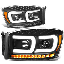 Lâmpadas de farol projetor de sinal sequencial Fit 06-09 Ram Truck LED duplo DRL+ comprar usado  Enviando para Brazil