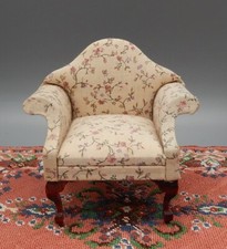 Cadeira de braço estofada floral antiga casa de bonecas miniatura 1:12, usado comprar usado  Enviando para Brazil