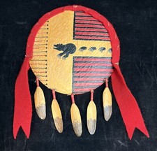 Raro artista nativo americano BK Thurman escudo de guerra redondo garras de patas de urso pintadas comprar usado  Enviando para Brazil
