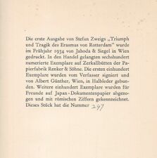 Stefan Zweig Triunfo y tragedia de Erasmo de Rotterdam ex.297/600 PRIMERA EDICIÓN, usado segunda mano  Embacar hacia Argentina