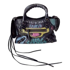 Mini bolsa de couro preta BALENCIAGA The City Graffiti comprar usado  Enviando para Brazil