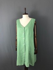Usado, Vestido feminino FLAX sem mangas com botões tamanho G linho verde comprar usado  Enviando para Brazil
