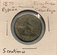 Moeda circulada 1870 Espanha 5 centavos encontrada em Cabo Rojo Porto Rico comprar usado  Enviando para Brazil